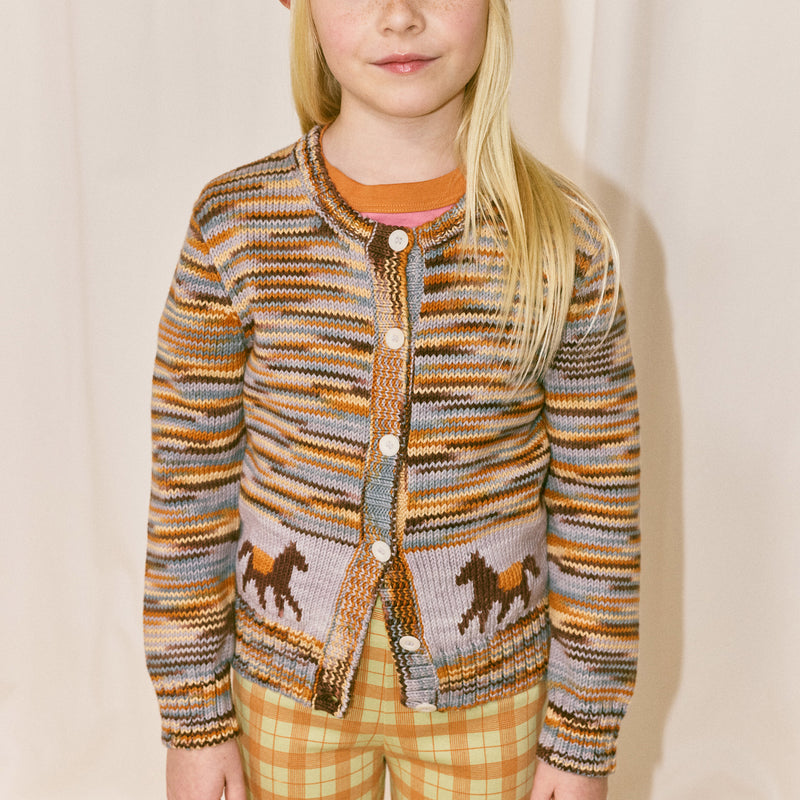 Kids Pima Cotton Horse Trot Cardigan - Viola Space Dye
