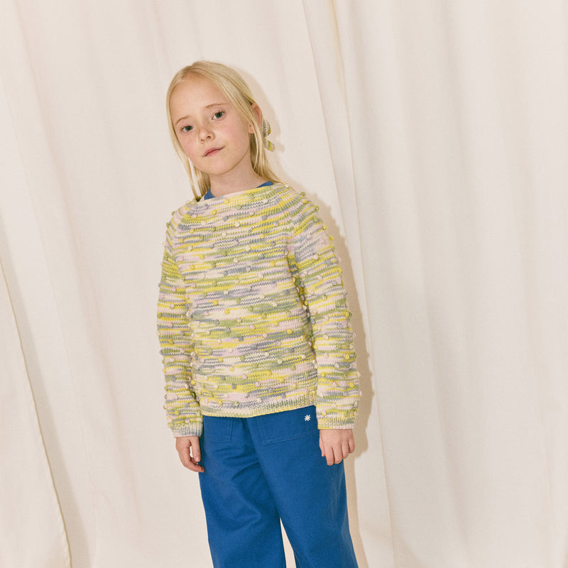 Kids Hand Knit Pima Cotton Summer Popcorn Sweater - Bubble Space Dye