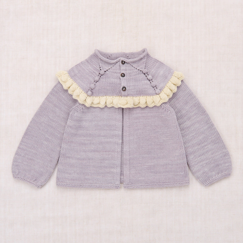 Kids Pima Cotton Ruffle Cardigan - Mist
