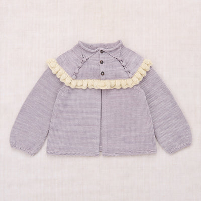 Kids Pima Cotton Ruffle Cardigan - Mist