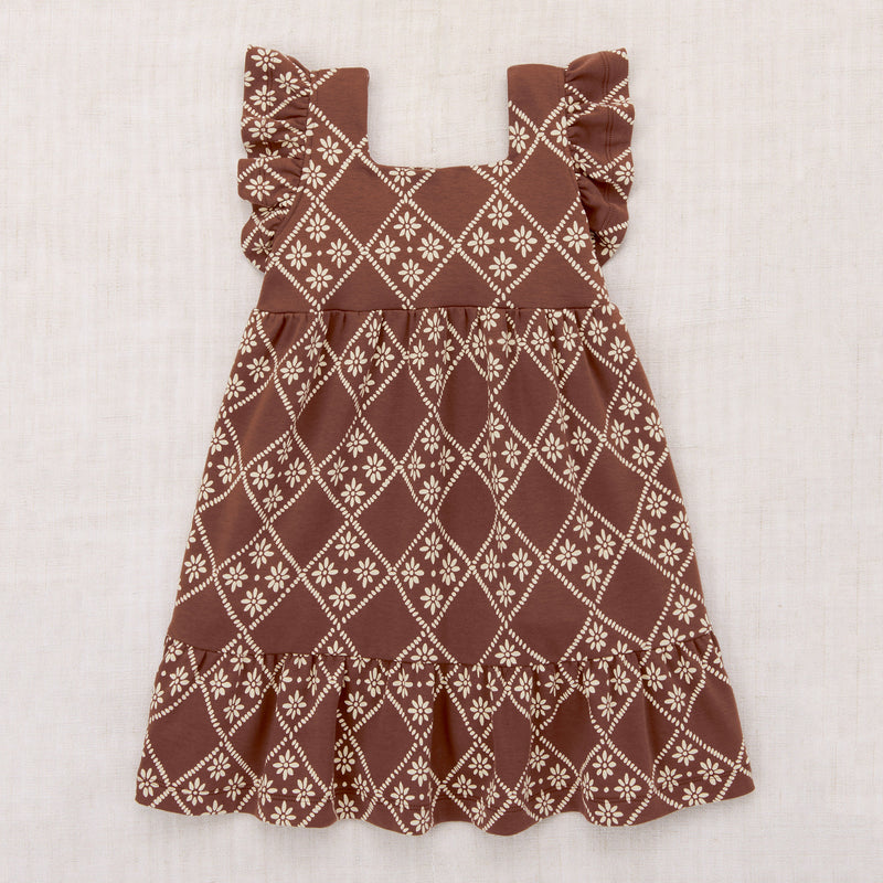 Kids Pima Cotton Ruffle Sleeve Dress - Cola Flora Tierra