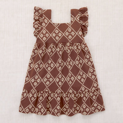 Kids Pima Cotton Ruffle Sleeve Dress - Cola Flora Tierra