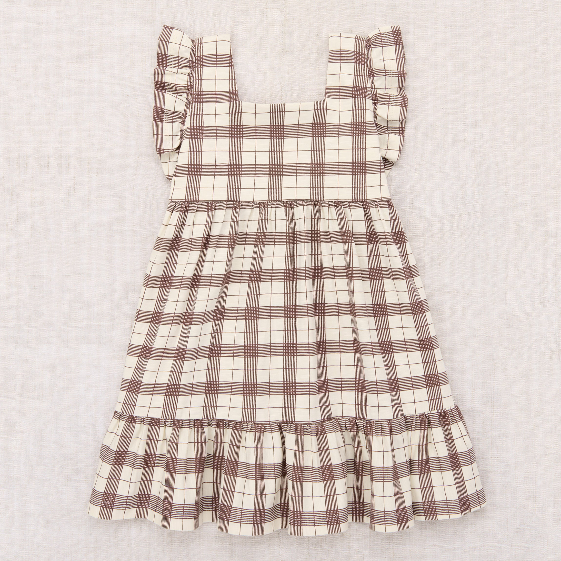 Kids Pima Cotton Ruffle Sleeve Dress in brown in sizes 2y-8y – MamaOwl