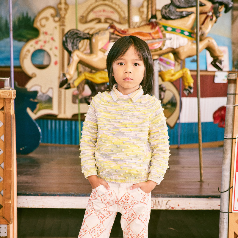 Kids Hand Knit Pima Cotton Summer Popcorn Sweater - Bubble Space Dye