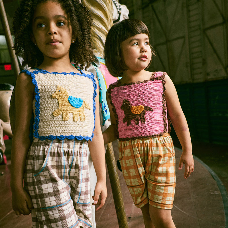 Kids Hand Crochet Pima Cotton Horse Top - Azalea