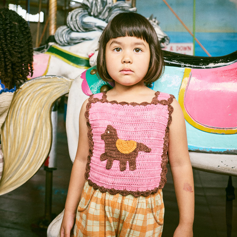 Kids Hand Crochet Pima Cotton Horse Top - Azalea