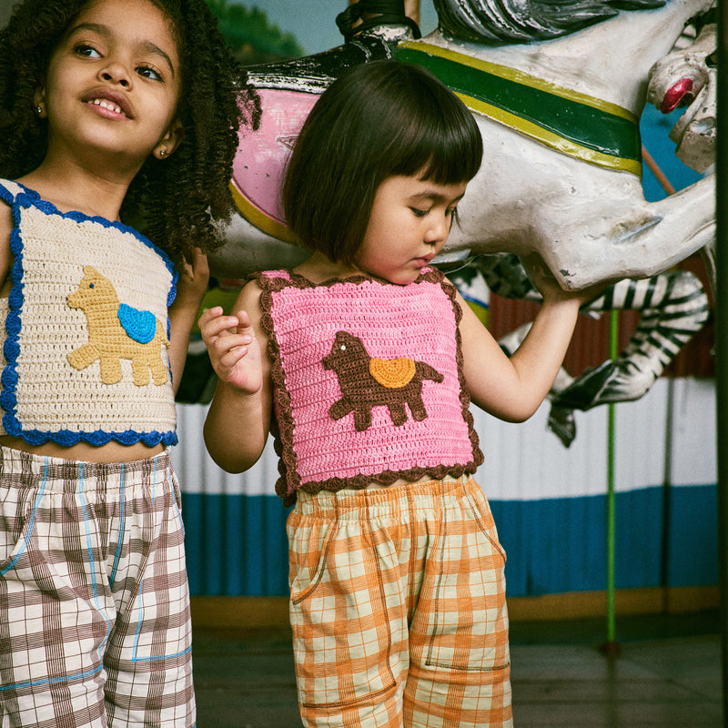 Kids Hand Crochet Pima Cotton Horse Top - Azalea