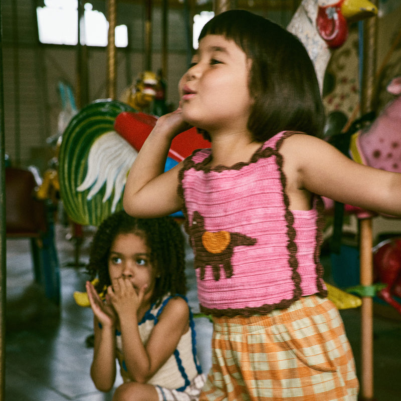 Kids Hand Crochet Pima Cotton Horse Top - Azalea