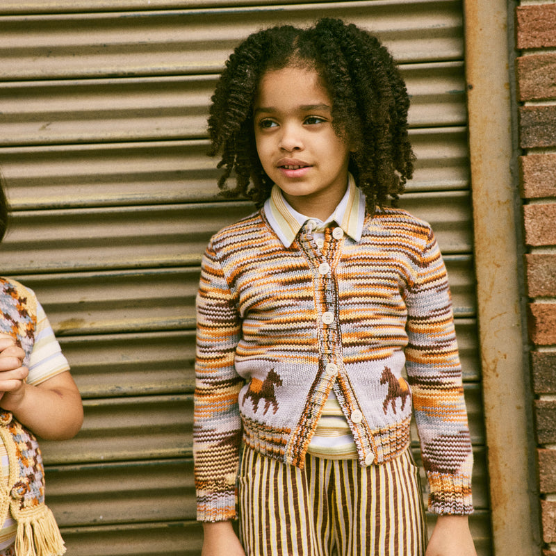 Kids Pima Cotton Horse Trot Cardigan - Viola Space Dye