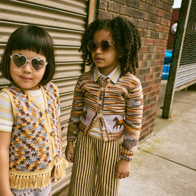 Kids Pima Cotton Horse Trot Cardigan - Viola Space Dye