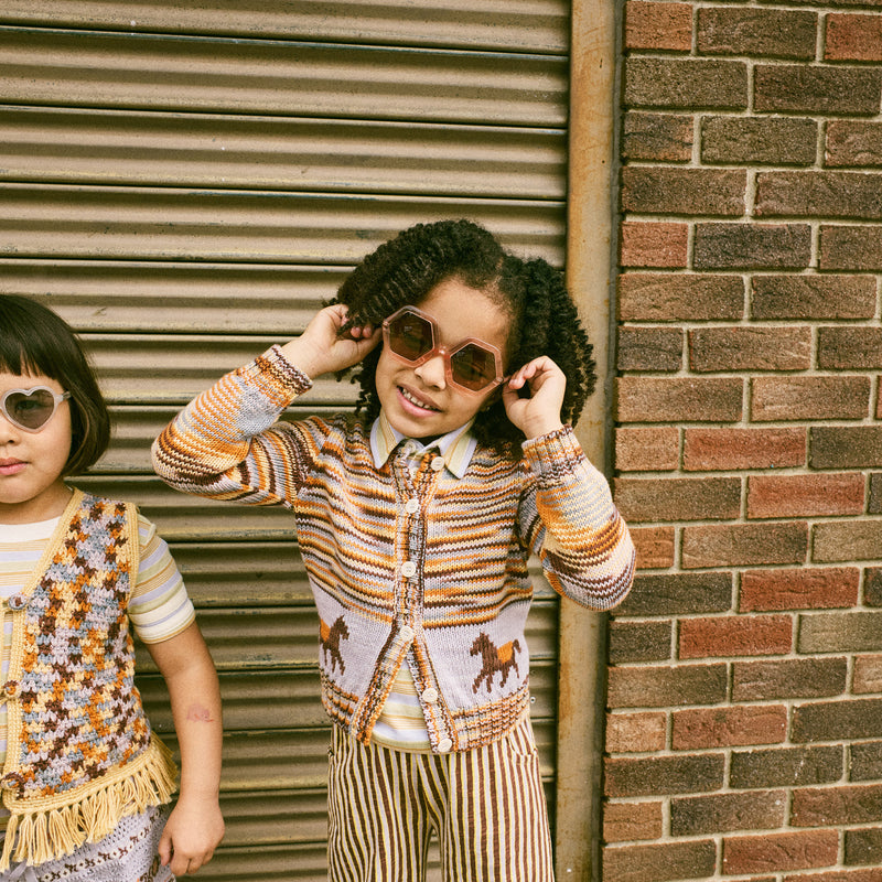 Kids Pima Cotton Horse Trot Cardigan - Viola Space Dye