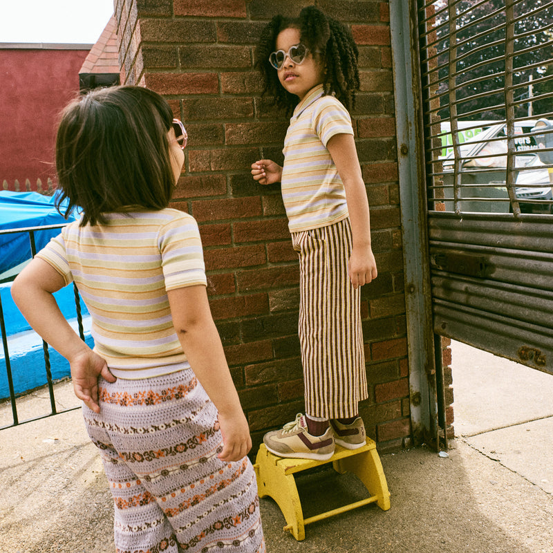 Kids Pima Cotton Rec Tee - Mist Avenue Stripe