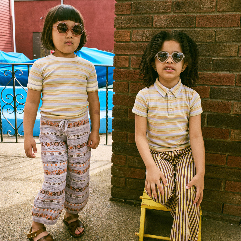 Kids Pima Cotton Rec Tee - Mist Avenue Stripe