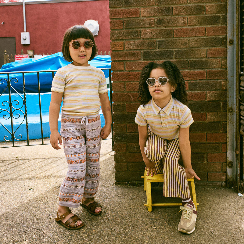 Kids Pima Cotton Short Sleeve Polo - Mist Avenue Stripe