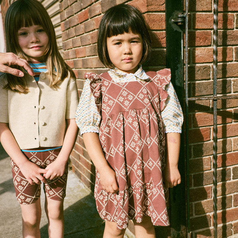 Kids Pima Cotton Ruffle Sleeve Dress - Cola Flora Tierra