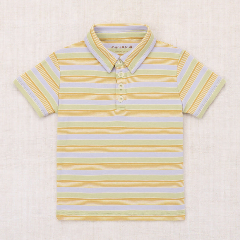 Kids Pima Cotton Short Sleeve Polo - Mist Avenue Stripe