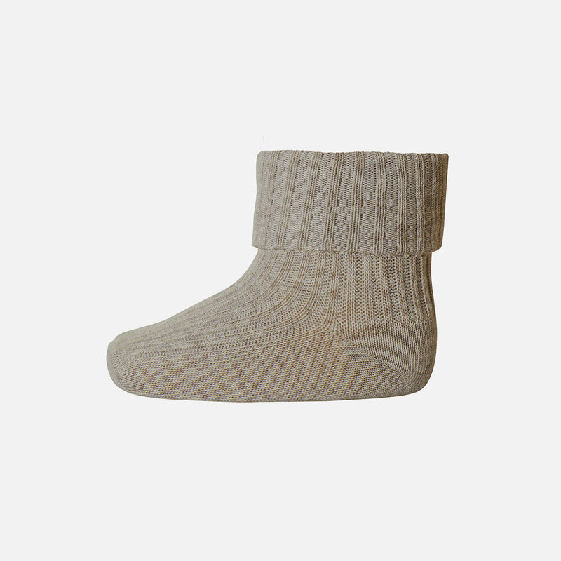 Baby & Kids Cotton Rib Ankle Socks - Light Brown Melange