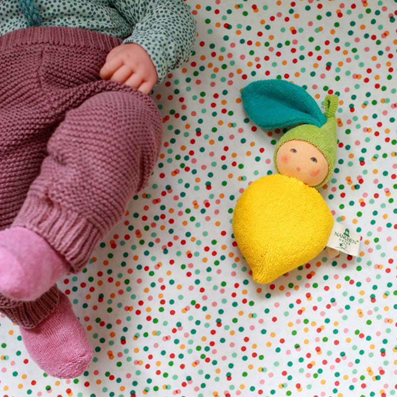 Handmade Cotton/Wool Lemon Rattle