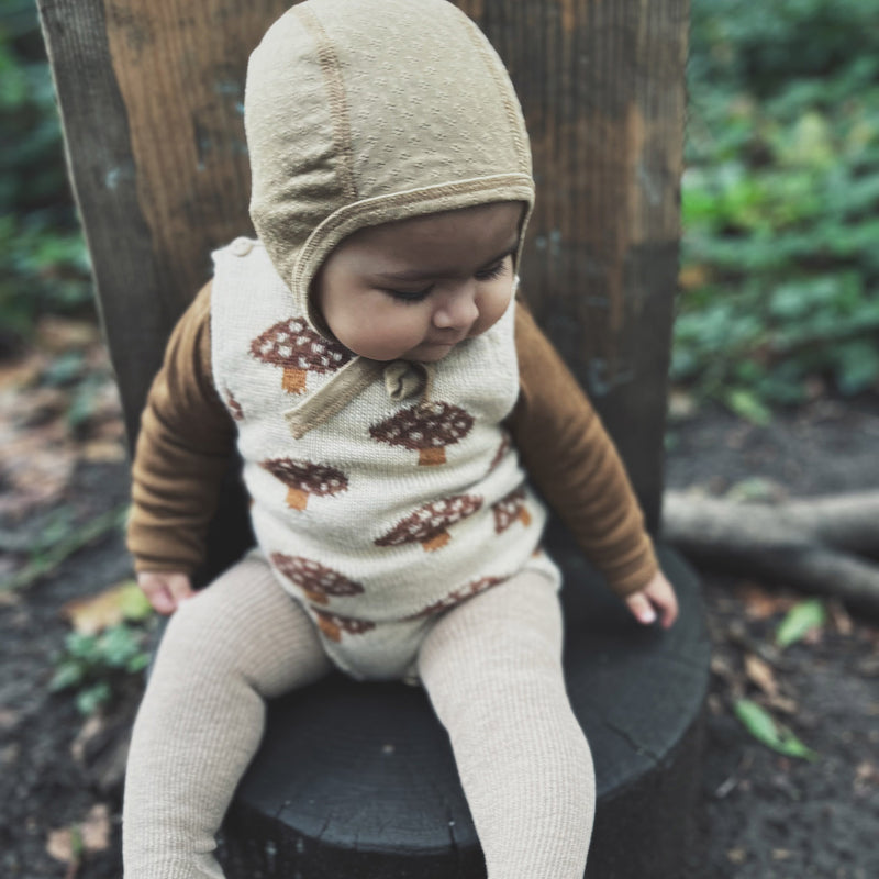 Baby Alpaca Mushroom Romper - Oatmeal