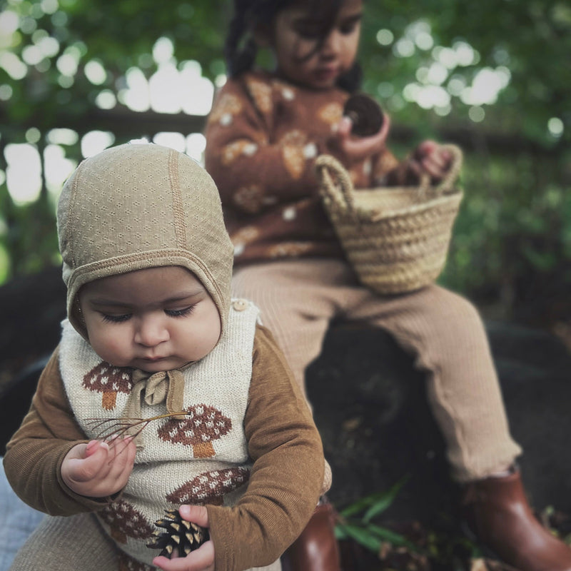 Baby Alpaca Mushroom Romper - Oatmeal