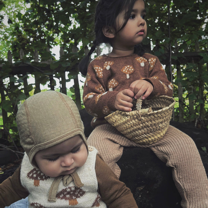 Baby Alpaca Mushroom Romper - Oatmeal