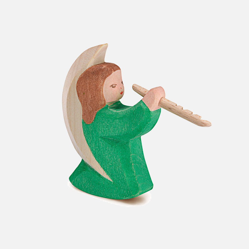 Handcrafted Wooden Angel with Flute