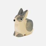 Handcrafted Wooden Black & White Sitting Rabbit