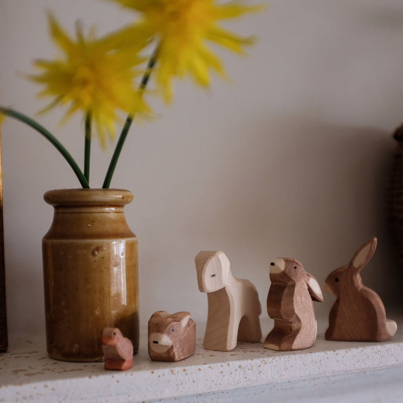 Handcrafted Wooden Sitting Brown Rabbit