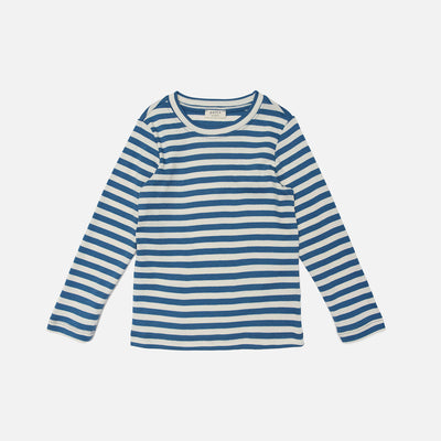 Cotton LS Top - Natural/Denim Blue Stripe