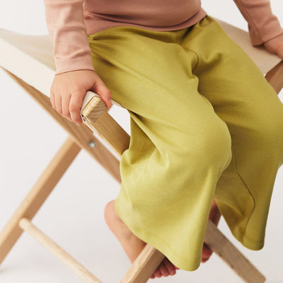 Cotton Wide Leg Trousers - Spring Leaf