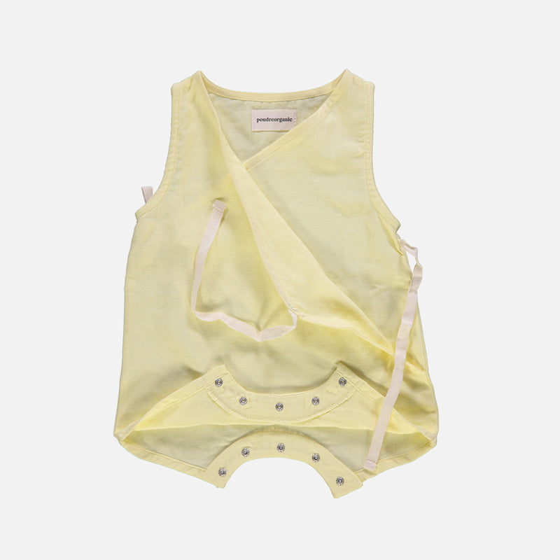 Baby Cotton Clematite Wrap Romper - Pastel Yellow