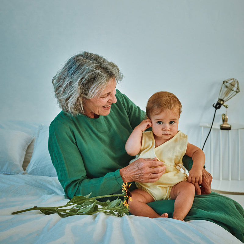 Baby Cotton Clematite Wrap Romper - Pastel Yellow