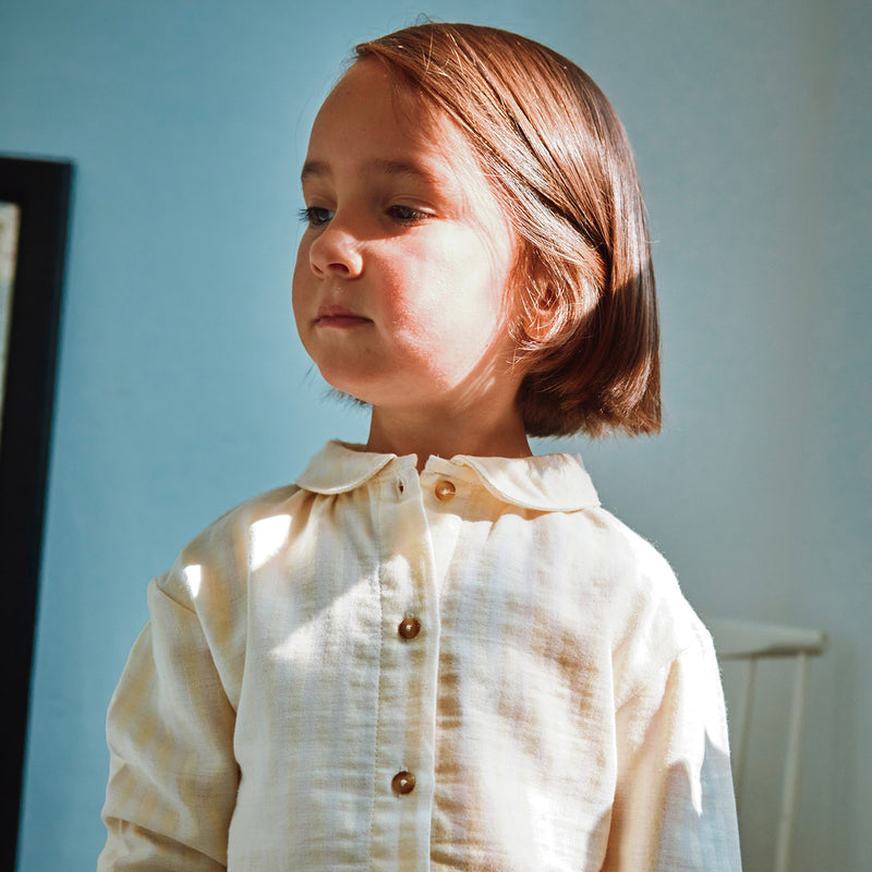 Kids Cotton Bambou Blouse - Pastel Yellow/Almond Milk Stripe