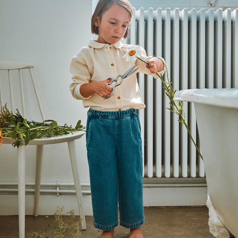 Kids Cotton Bambou Blouse - Pastel Yellow/Almond Milk Stripe