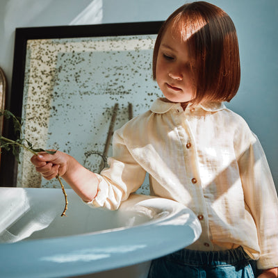 Kids Cotton Bambou Blouse - Pastel Yellow/Almond Milk Stripe