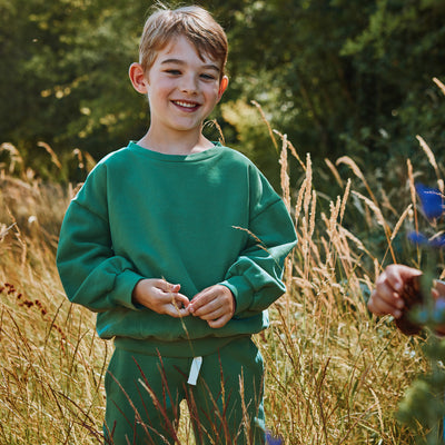 Kids Cotton Jojoba Sweatshirt - Deep Grass Green