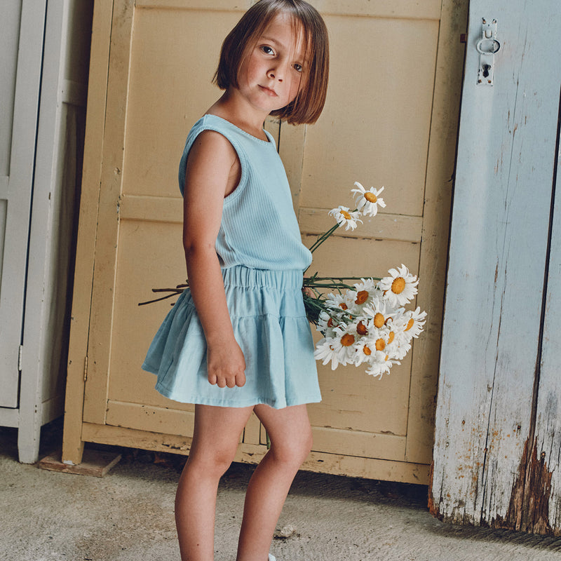 Kids Cotton Myosotis Summer Skirt - Baby Blue