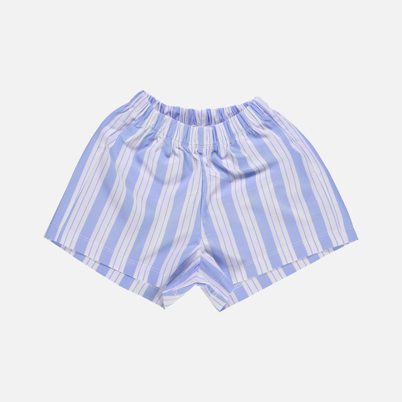 Kids Cotton Poplin Gui Shorts - Wide Blue/White Stripe