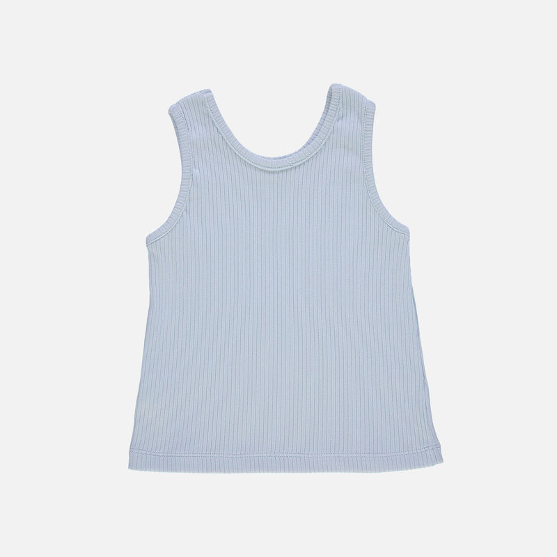 Kids Cotton Rib Piment Sleeveless Top - Baby Blue