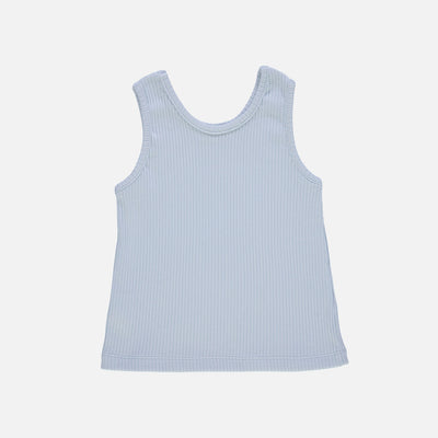 Kids Cotton Rib Piment Sleeveless Top - Baby Blue