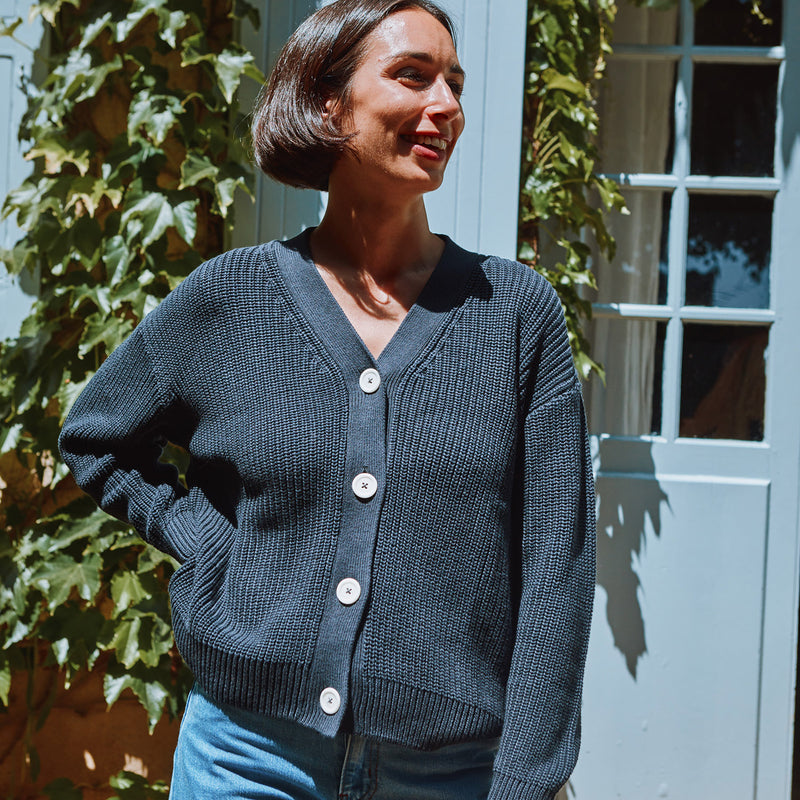 Women's Cotton Knit Mate Cardigan - Carbon