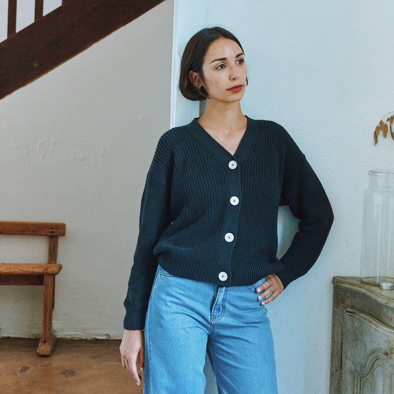 Women's Cotton Knit Mate Cardigan - Carbon