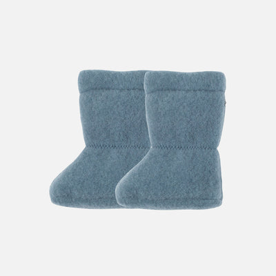 Baby Merino Wool Fleece Booties - Storm Blue
