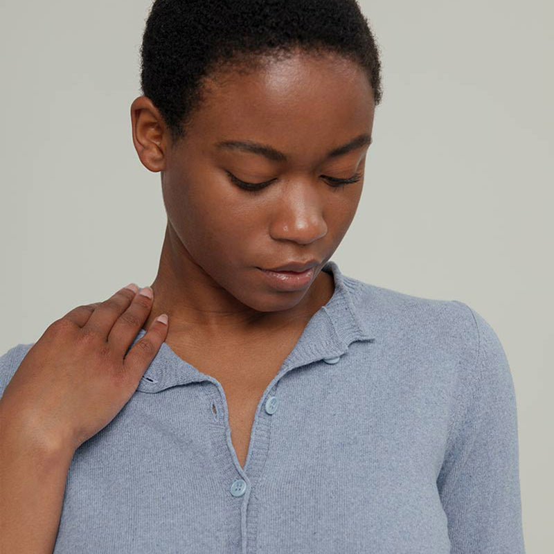 Women's Recycled Cotton 3/4 Sleeve Leda Cardigan - Blue Indigo