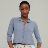 Women's Recycled Cotton 3/4 Sleeve Leda Cardigan - Blue Indigo