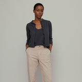 Women's Recycled Cotton 3/4 Sleeve Leda Cardigan - Grey Anthracite