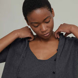 Women's Recycled Cotton 3/4 Sleeve Leda Cardigan - Grey Anthracite