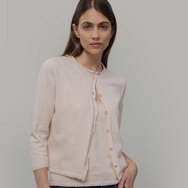 Women's Recycled Cotton 3/4 Sleeve Leda Cardigan - Pink Tulle