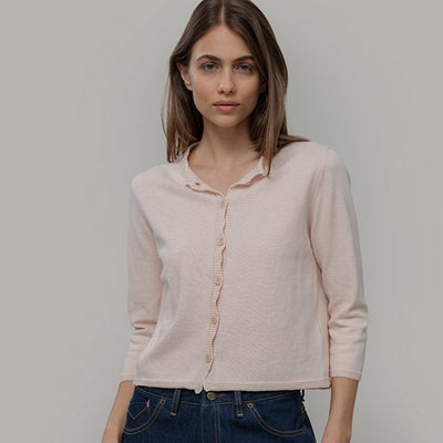 Women's Recycled Cotton 3/4 Sleeve Leda Cardigan - Pink Tulle