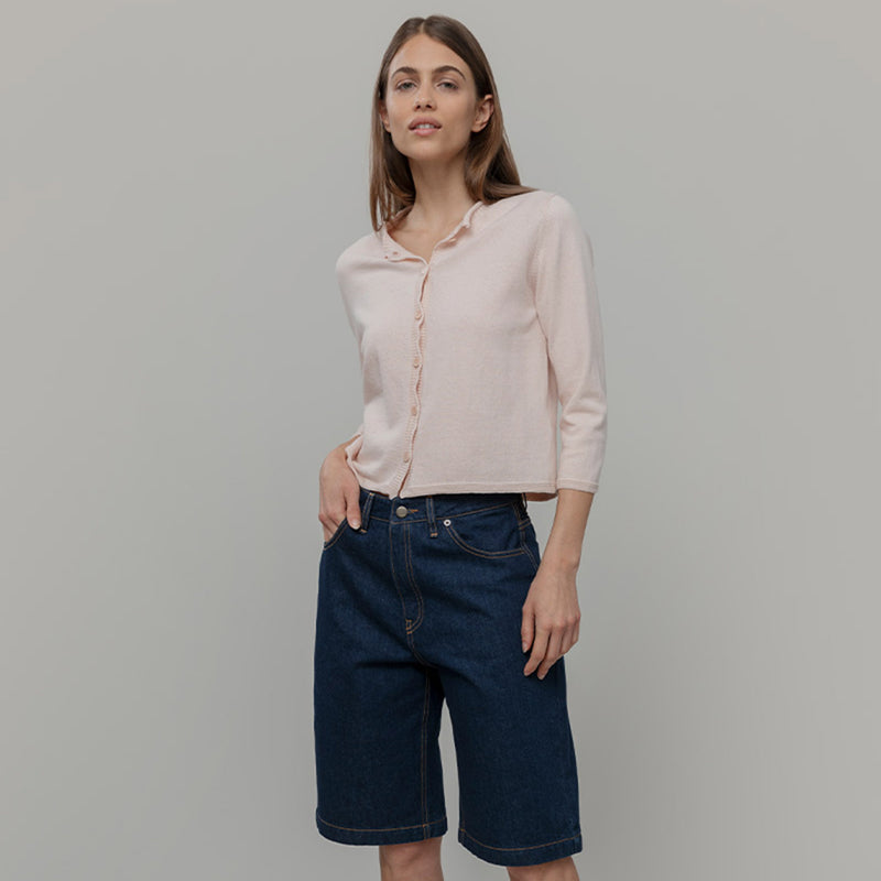 Women's Recycled Cotton 3/4 Sleeve Leda Cardigan - Pink Tulle